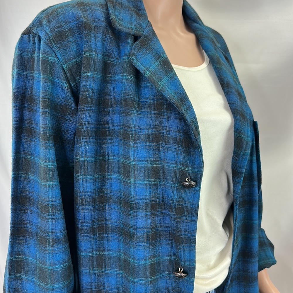 Pendleton Oversized Virgin Wool Dark Plaid Shirt … - image 8